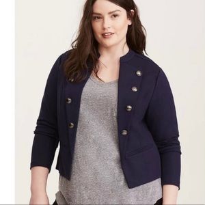 Torrid cropped navy blue military jacket NWT size 2